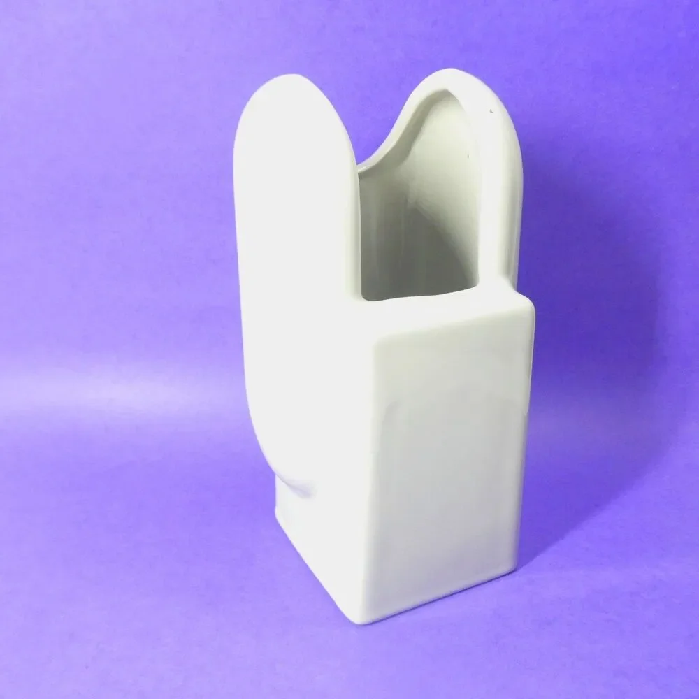 Postmodern Vase Abstract Gray Ceramic Vintage 1980s